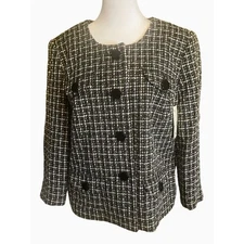 Kim Rogers Tweed Look Four Button Blazer Petite Size 10 NWT