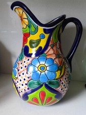 Talavera Mexican LARGE COLOURFUL JUG / PITCHER H28.5cm - Genuine Made in Mexico