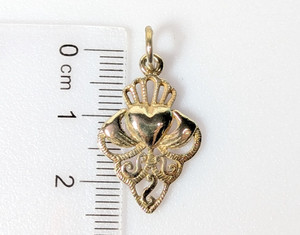 Authentic Vtg Gold Plated Sterling Silver Claddagh Heart Filigree Crown Pendant