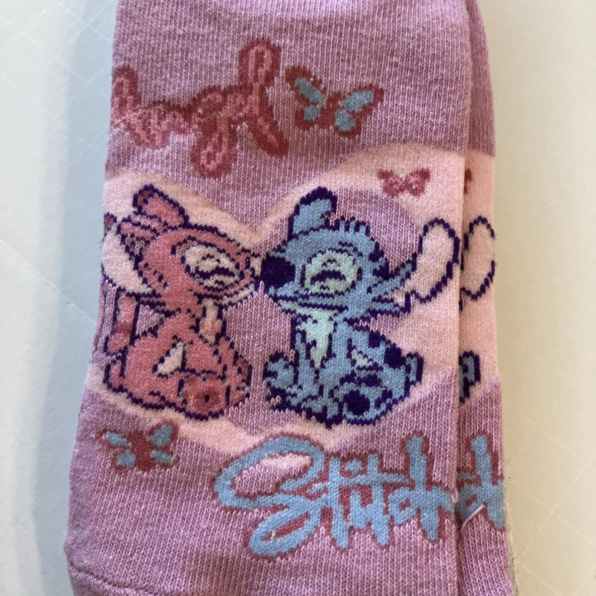 Conjunto de Calcetines Primark Stitch Angel Disney EE. UU. 6-10 Rayas Paquete de 3 Rosa Púrpura Nariz Nuevo