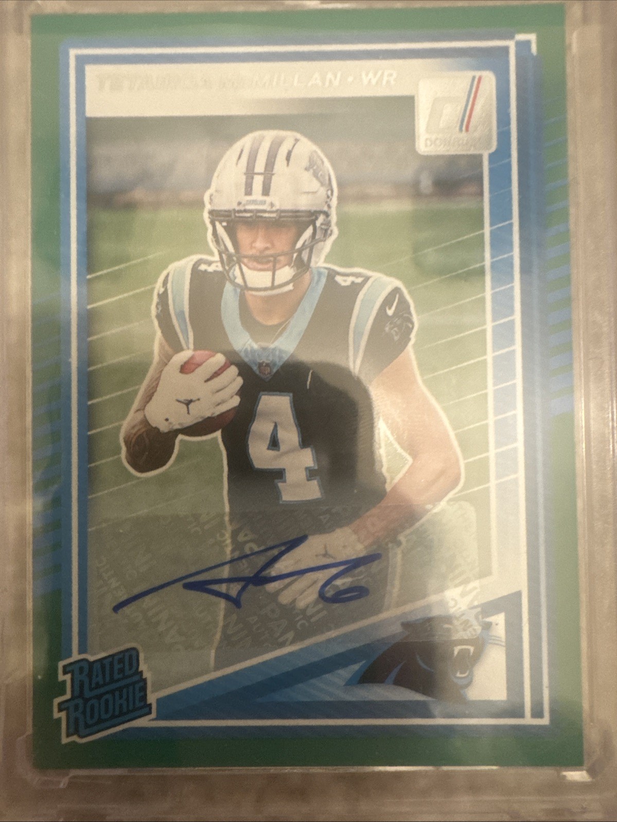 2025 Panini Donruss Football Rated Rookie Green Tetairoa McMillan Auto Panthers