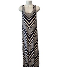 Womens large Maxi dress stretch navy white sleeveless chevron  Market Spruce