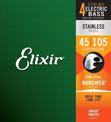 Elixir Bass Nanoweb Stainless Steel 14677 - Light/Medium - 45-105