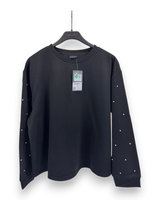 Ulla Popken Damen Pullover Gr. 46/48 Sweatshirt Mit Ziersteinen Black Oversized