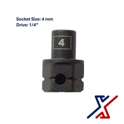 4mm. x 1/4'' Drive Nano Socket / Stuby Socket by X1 Tools