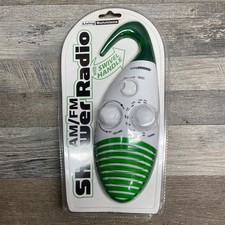 Living Solutions Green  White AM/FM Shower Radio with Swivel Handle Model: 611