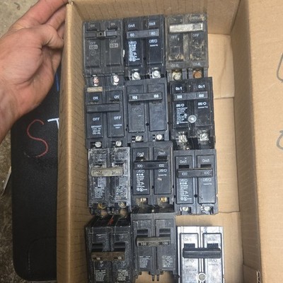 Lot Of 12 2-Pole 120/240V AC Branch Circuit Breaker Lot Mixed 1-50,2-60,9-100A