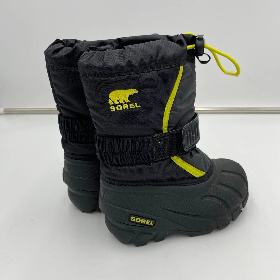 Sorel молодежи черный и желтый Flurry водонепроницаемый снег ботинки размер 7 - Изображение 4 из 4