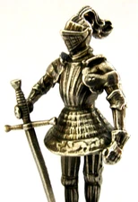 QUALITY SOLID SILVER MEDIEVAL KNIGHT FIGURE ITALIAN 800 c1970's