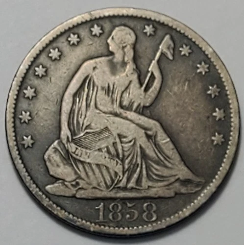 Nicer "very good++" Low Mintage 1858 O Liberty Seated Half Dollar