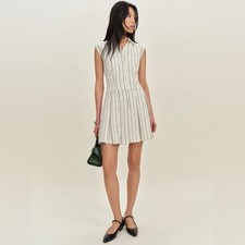 Reformation Arella 100% Linen Button Down Mini Dress in Elsie Stripe Size 6