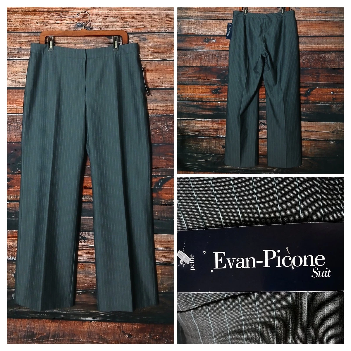 Combinaison Pantalon EVAN PICONE Neuve – Gris Rayé 2 Pièces Taille 12 Femme