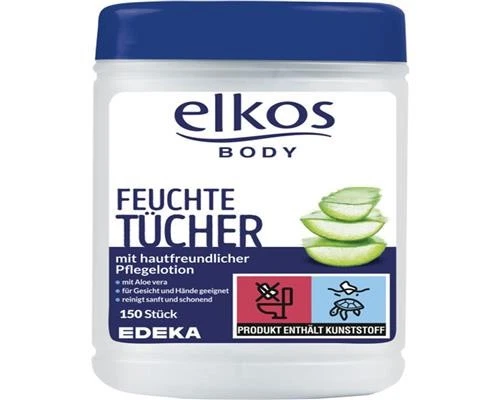 Elkos Feuchte Tücher Feuchttücher Pflegetücher Aloe vera 150 St. 4311501704646