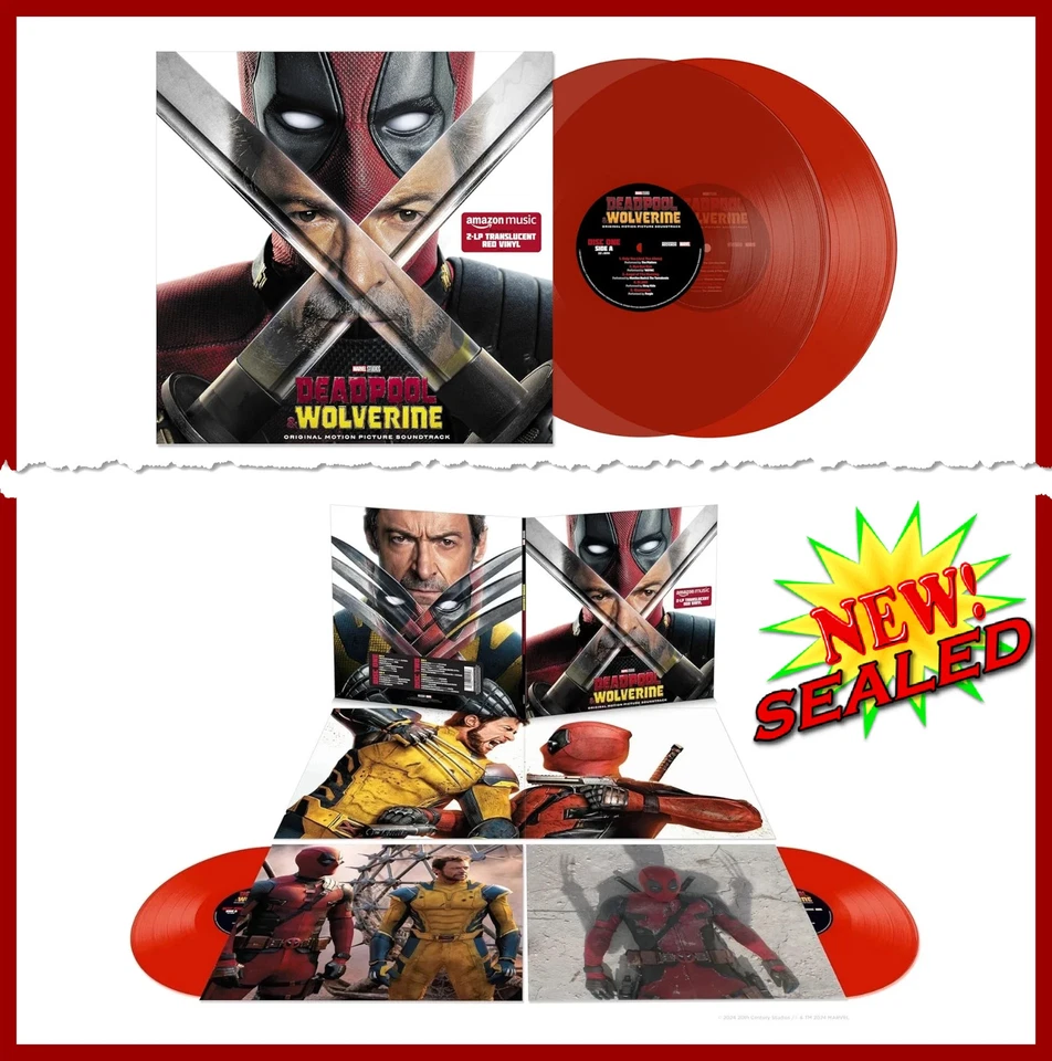 Deadpool & Wolverine Soundtrack New Sealed 2 LP Red Colored Vinyl Record Marvel - Image 3 of 3