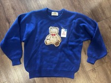 Vintage Crewneck Sweater Youth Large 140 Blue Teddy Bear 90s Mr Bears Dream RARE