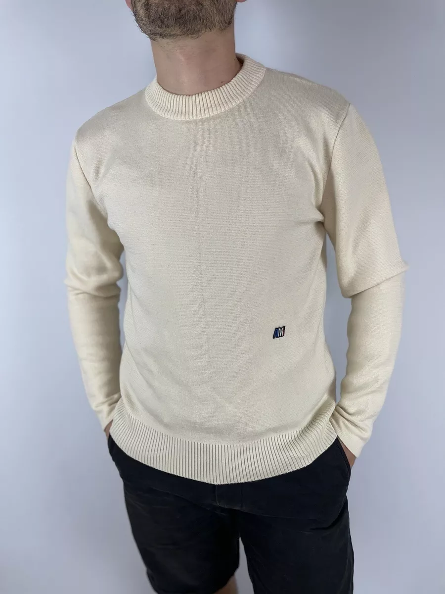 Ami Alexandre Mattiussi Sweater Men’s Merino Wool Print Vintage Beige M