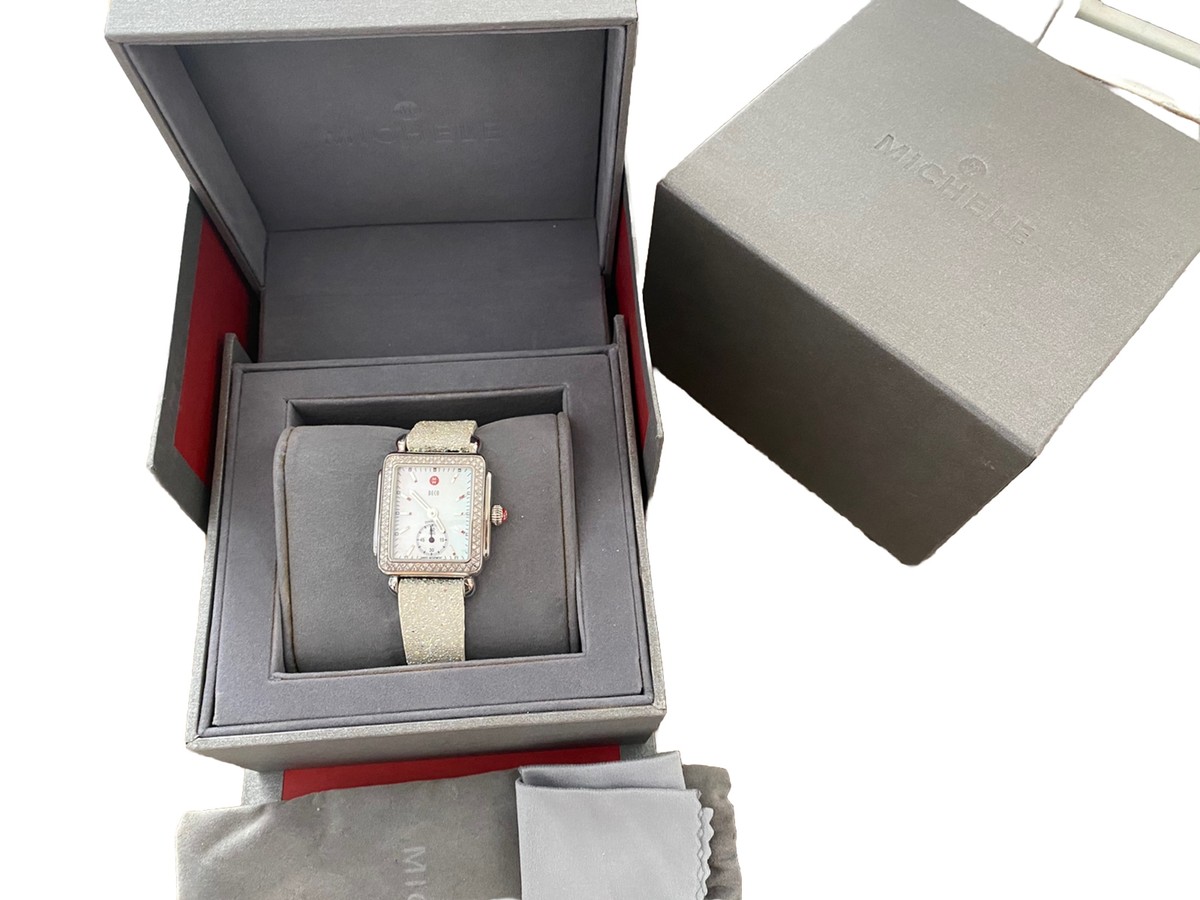 Michelle opal faced diamond watch with changeable band. Deco Stainless Diamond Watch MWW06A000775 - MICHELE® main image 4