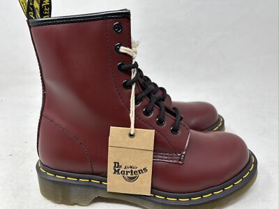 Dr. Martens 1460 W Cherry Red Smooth Boots Women Size 6 (gr713) Uk
