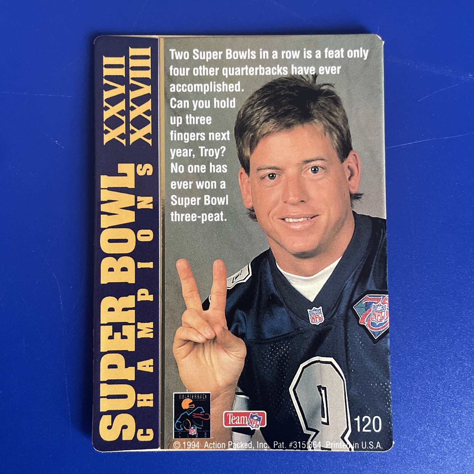Troy Aikman 1994 Action Packed Back To Back 120 Dallas Cowboys HoF NFL