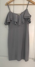 MISS SELFRIDGE GREY COLD SHOULDER SLIM BODYCON DRESS SIZE 10 COCKTAIL PARTY