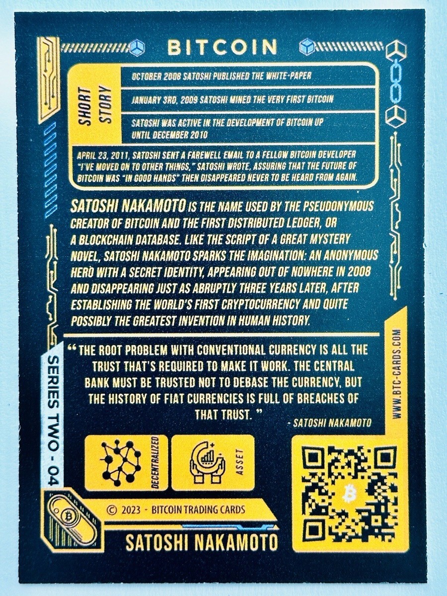 SATOSHI NAKAMOTO Bitcoin #4 2023 Bitcoin Trading Cards Series 2 BTCTC | eBay