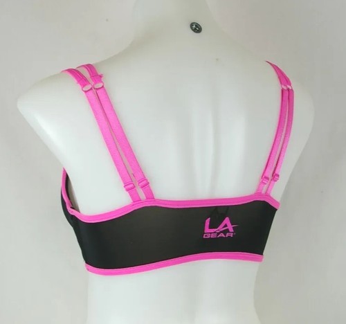 LA Gear Ultimate Black Pink Trim Underwired Bra Women's Size Small Nylon Bld - Picture 12 of 16