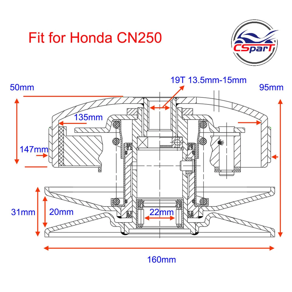 Embrague scooter 250CC para Honda CN250 CH250 CF250 Helix ciclomotor ATV Gokart bicicleta Foto 2 de 2