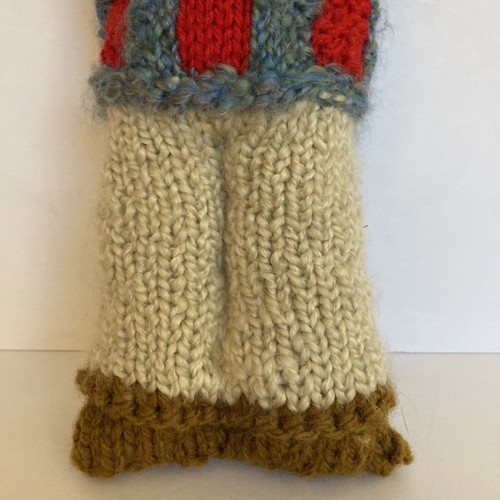 Vtg Creepy Haunted Doll 13” Handmade Crocheted Knitted Scarf Sweater Curly Hair - Picture 8 of 9