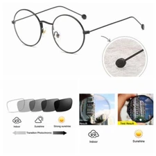 Bifocal Transition Photochromic Small Vintage Round Reading Glass +1.0~+3.0
