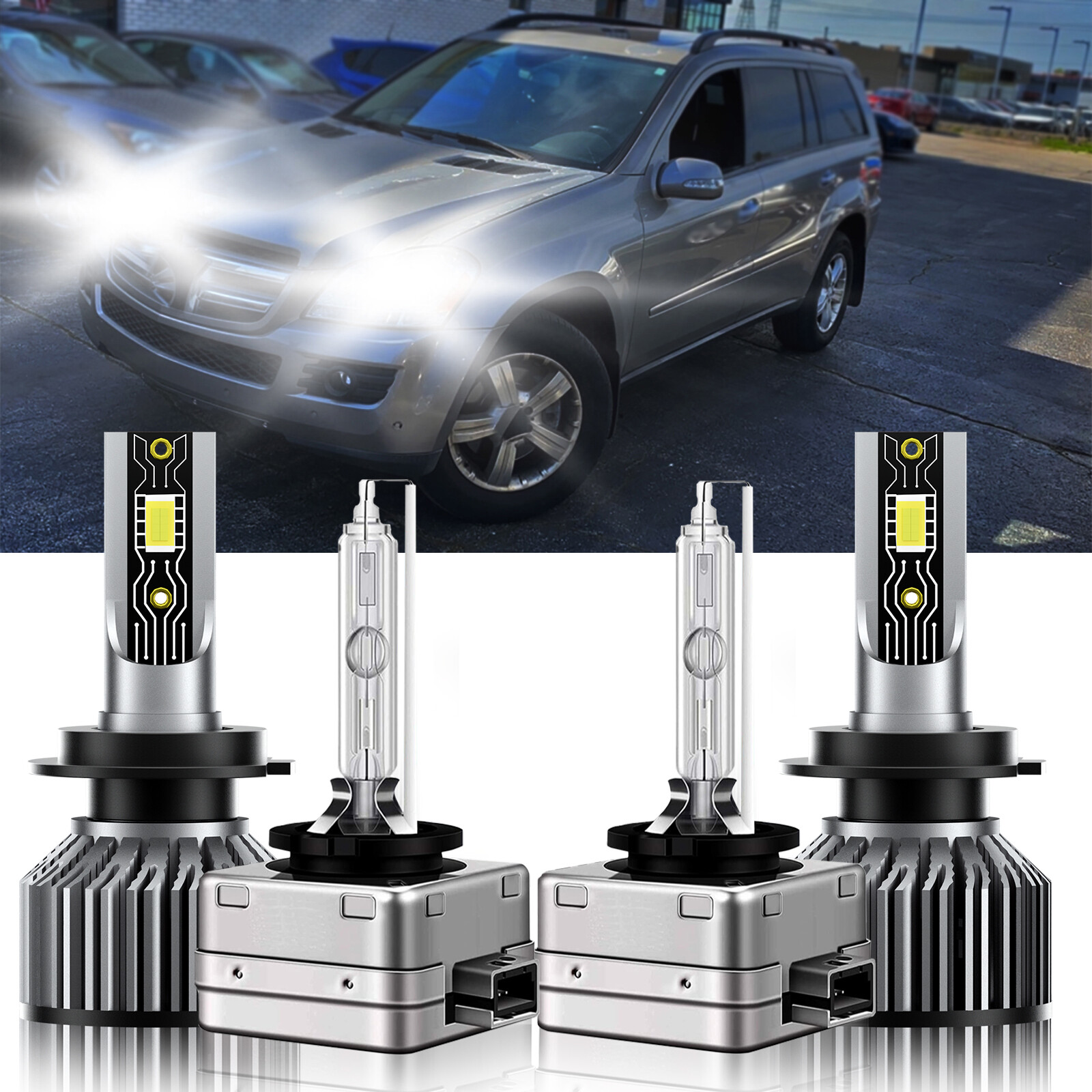 Kit de bombillas de faros LED HID blanco para Mercedes-Benz GL320 2008-2009 H7 D1S 6500K