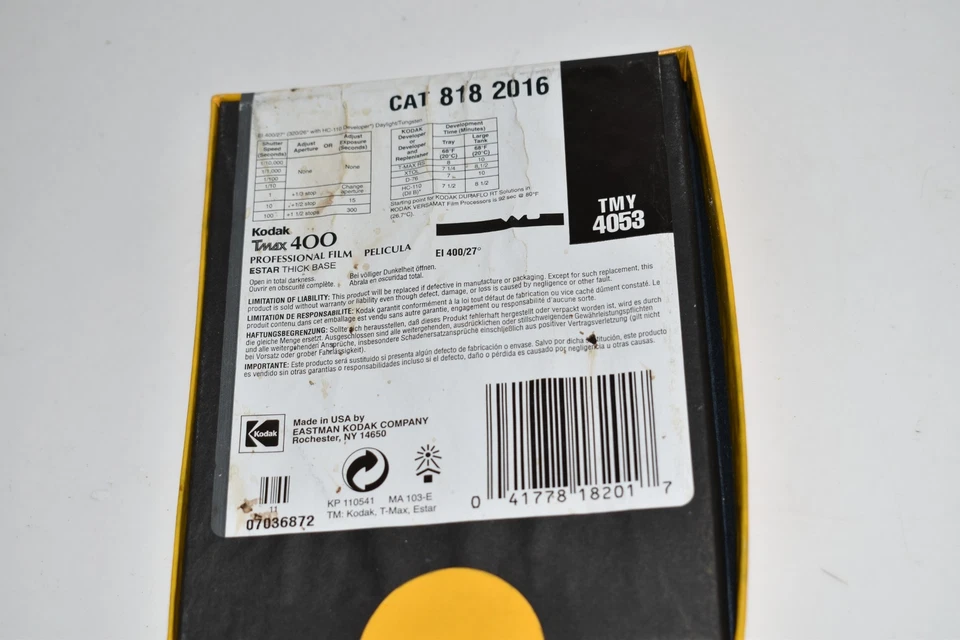^^ Kodak Professional TMAX 400 4x5" Film 25 Sheets Exp 4/01 TMY 4053 NEW (FEA44) - Image 3 of 3