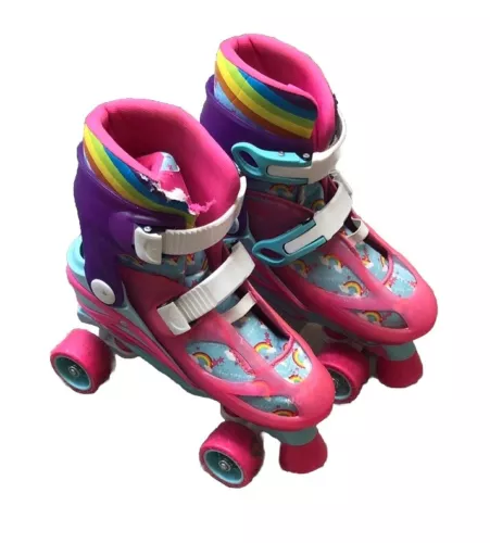 Roller Derby 2 in 1 Roller/Inline Skates Rainbow  Unicorn Adjustable 3-6 *defect
