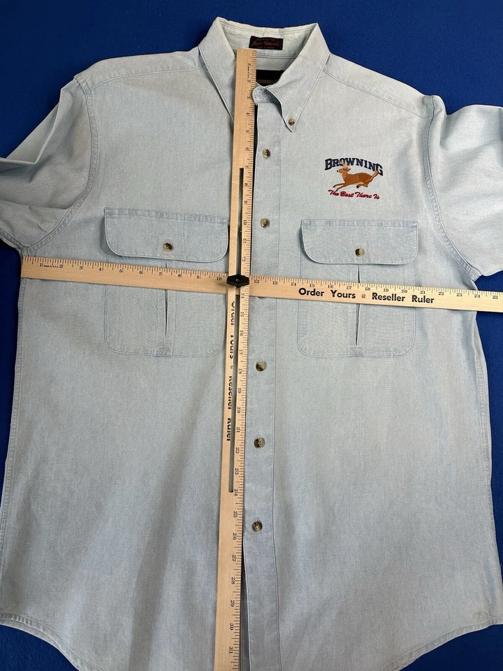 Camisa de mezclilla Browning Super Naturals de colección para hombre grande (larga) LOGOTIPO DE CIERVO BORDADO Foto 4 de 4