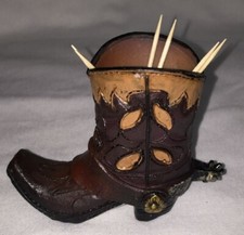 Cowboy Small Ceramic Cowboy Boot Toothpick Holder/Spurs 7415G