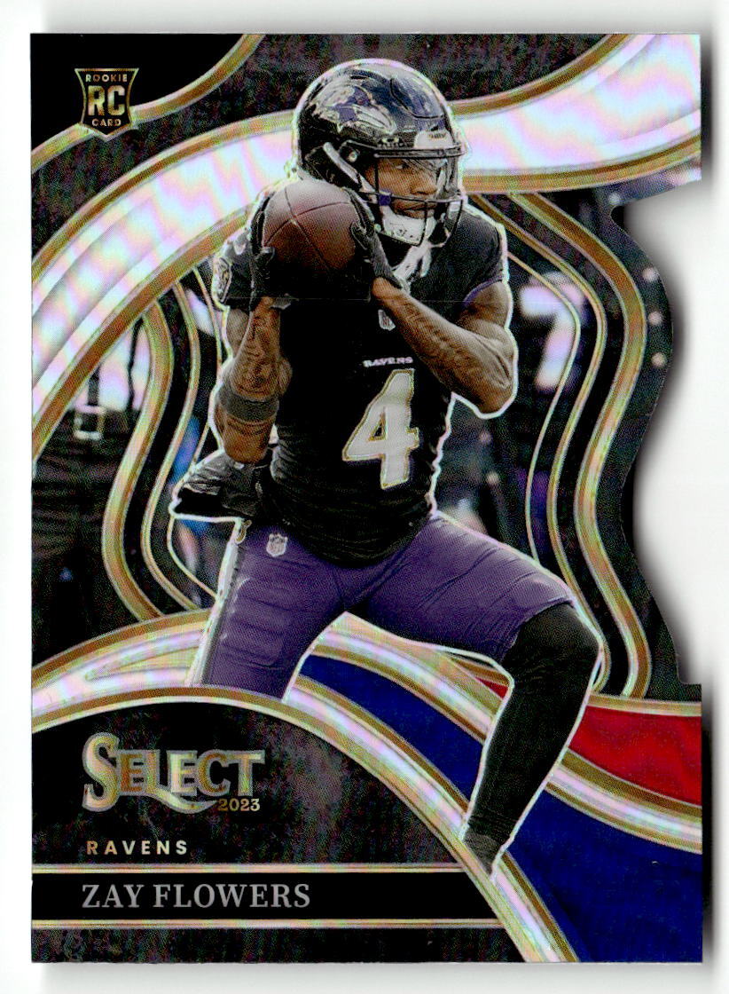 2023 Panini Select #201 Zay Flowers Black and Red Prizms Die Cuts