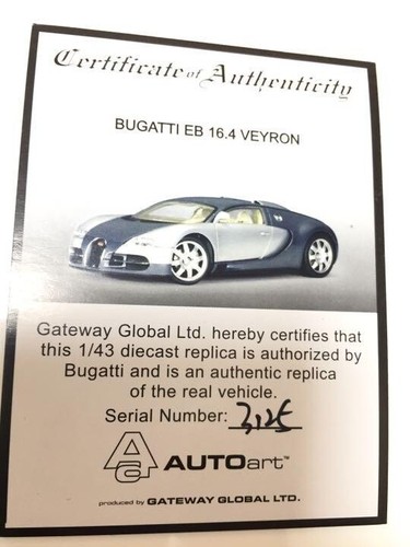 1/43 AUTOart Bugatti EB 16.4 Veyron 2 Tone Grey w/ Box From Japan 50902 Minicar - Picture 4 of 4