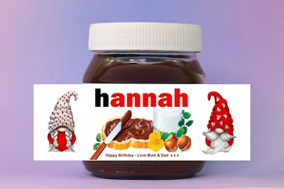 Personalised Spoof Nutella Label/Sticker Love Heart Gonk Birthday Gift