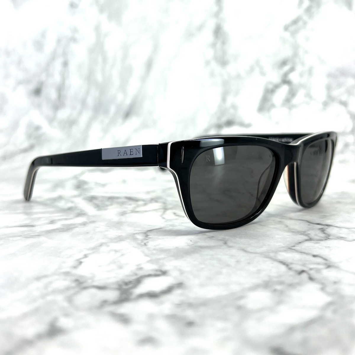 Raen The Ryko Sunglasses Black White Rectangular Full Rim Frames