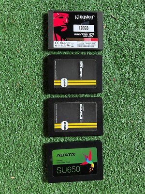 Lot of 4 USED SSD cards - Kingston Tech 120GB, Mushkin 120GB, Adata 6GB