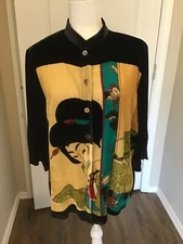 CITRON MEDIUM BLACK VELVET ASIAN BLOUSE/JACKET