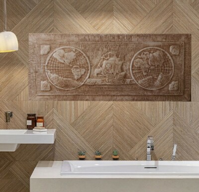 Bas Relief Christopher Columbus Weltkarte world map Columb Maps