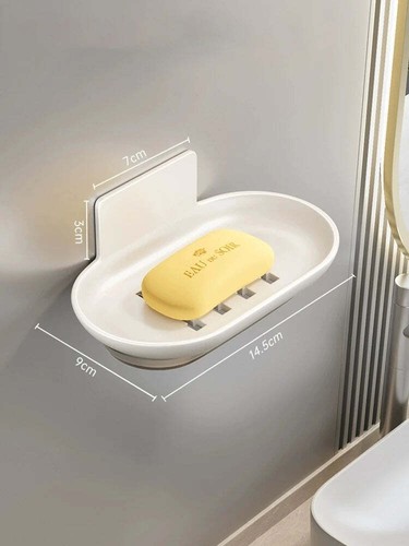 Soap Dish Wall Mounted Bathroom Kitchen Shower No-Drilling Self Draining - Picture 8 of 8