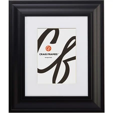 Craig Frames 2" Wide Contemporary Satin Black Picture Frame With White Mat