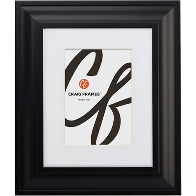Craig Frames 2'' Wide Contemporary Satin Black Picture Frame With White Mat