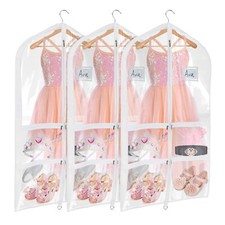 Clear PVC Dance Costume Bags 3 Pack Garment Bag 40 Inch for Dance Competition...