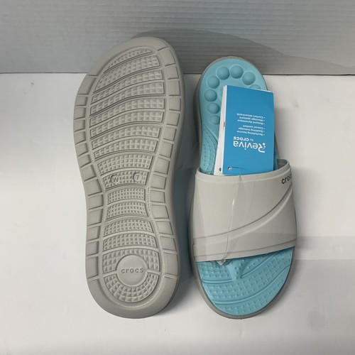 Crocs Women's Reviva Slide Sandal ~ Pearl White / Ice Blue ~ Size 10 W ~ NEW - Picture 13 of 18
