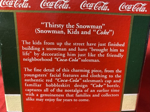 COCA-COLA Town Square Christmas Village Accessory Figure ~ THIRSTY The Snowman - Picture 9 of 9