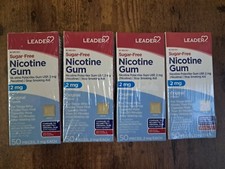 Leader Nicotine Gum to Stop Smoking Aid 2 mg each quanity of 4, 50 count boxs