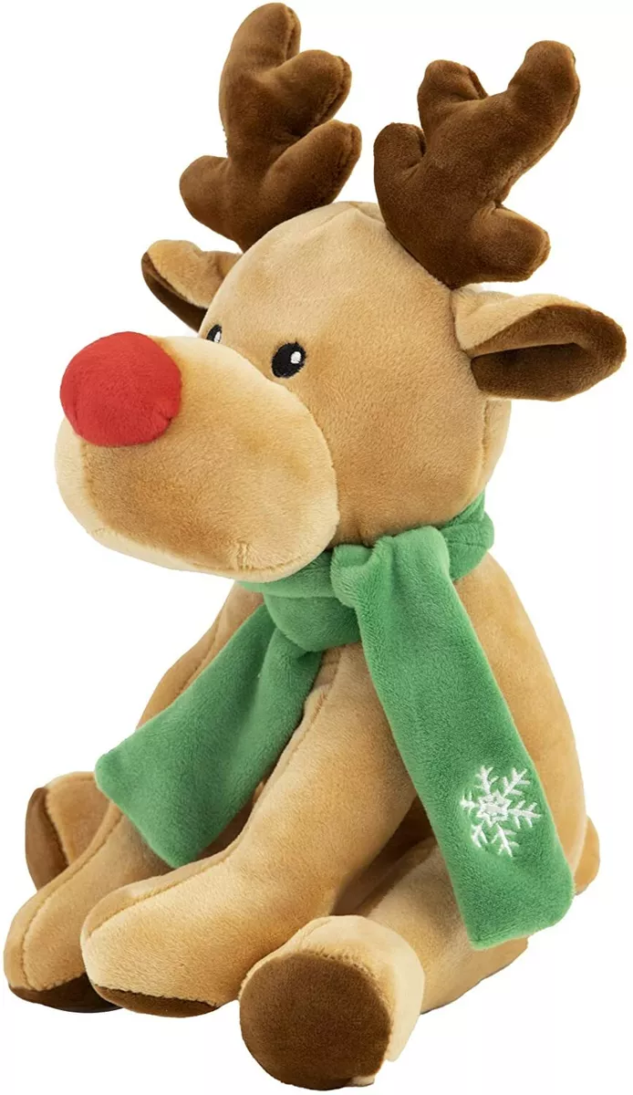 New Gitzy Christmas Plush Reindeer Green Scarf 10