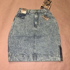 Vintage 1990  s Jordache Basics Denim Skirt, Double Zip, Deadstock NWT, Size 7